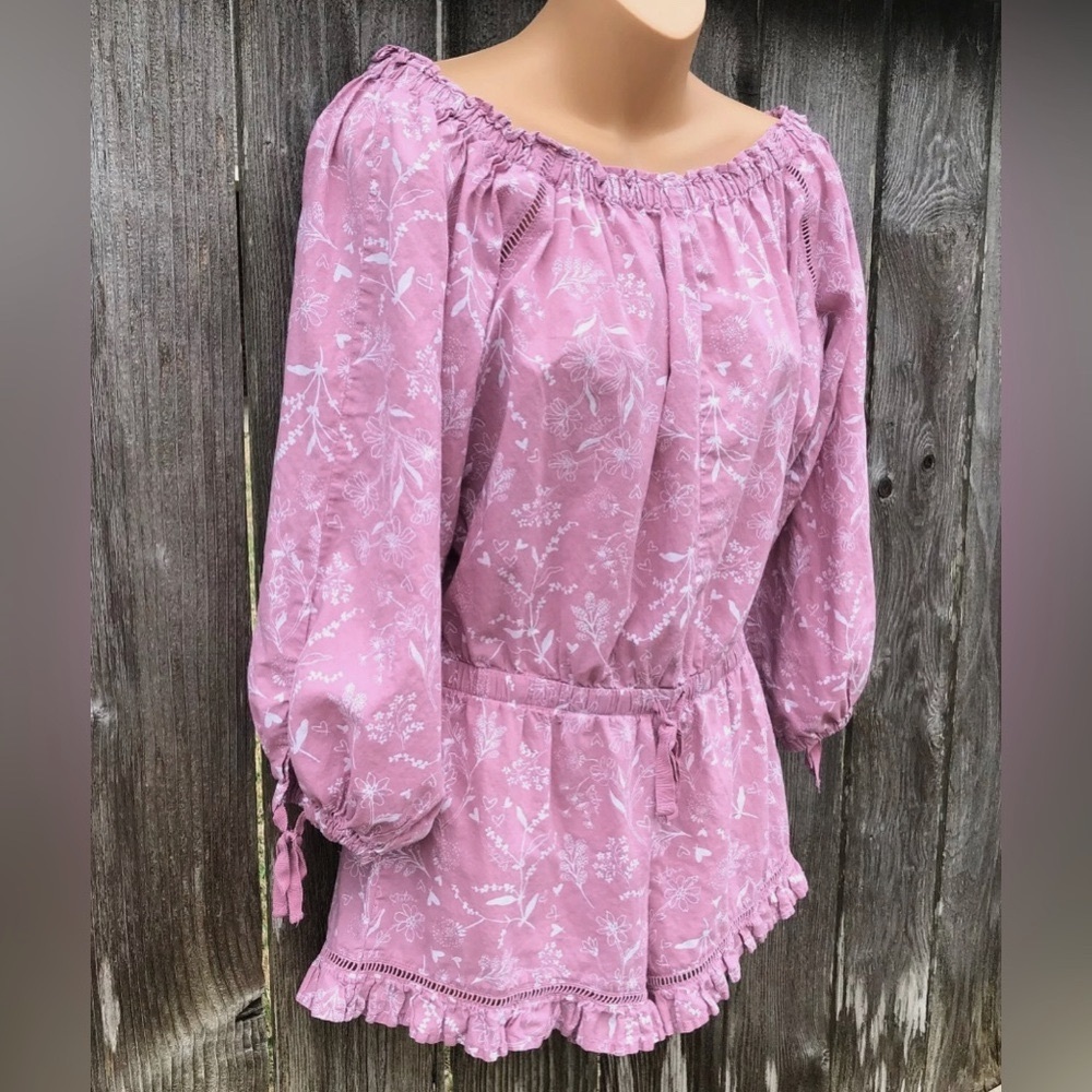 New Victoria’s Secret Lightweight Off The Shoulder Romper lilac floral Medium - Picture 4 of 12